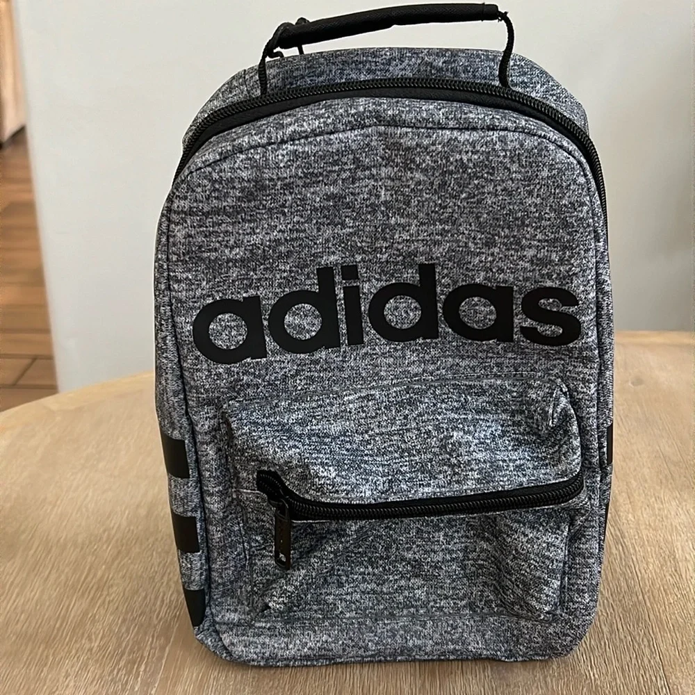 Adidas Boys Insulated Santiago Lunch Box Bag Carrier Gray Black